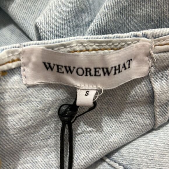 We Wore What cut out indigo zero super light denim mini skirt size small NWT - Picture 13 of 16